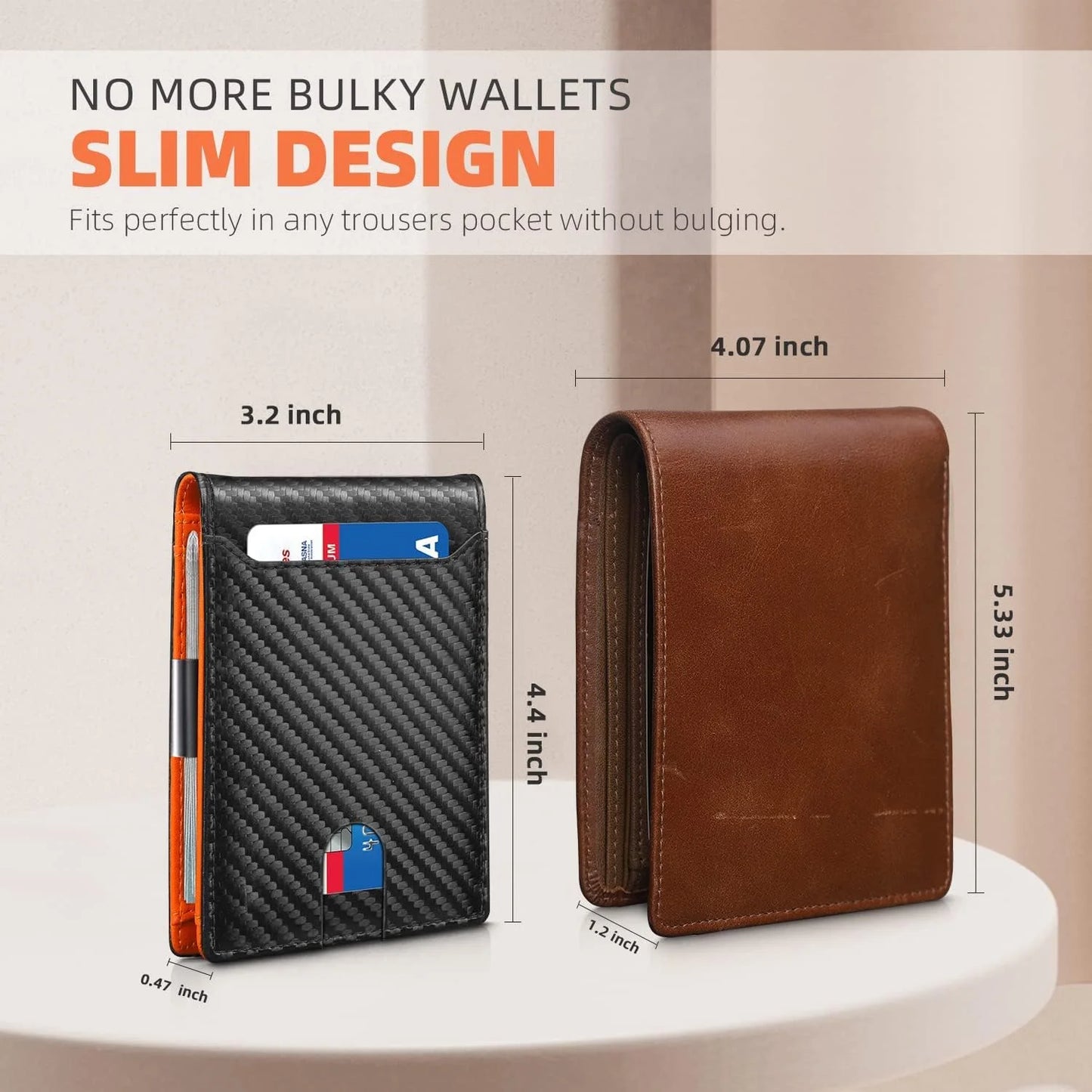 Sleek & Secure: Men's Genuine Leather RFID Blocking Slim Wallet with Money Clip - The Ultimate Minimalist Gift