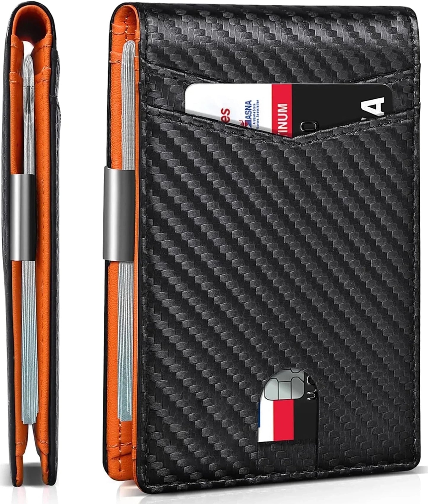 Sleek & Secure: Men's Genuine Leather RFID Blocking Slim Wallet with Money Clip - The Ultimate Minimalist Gift