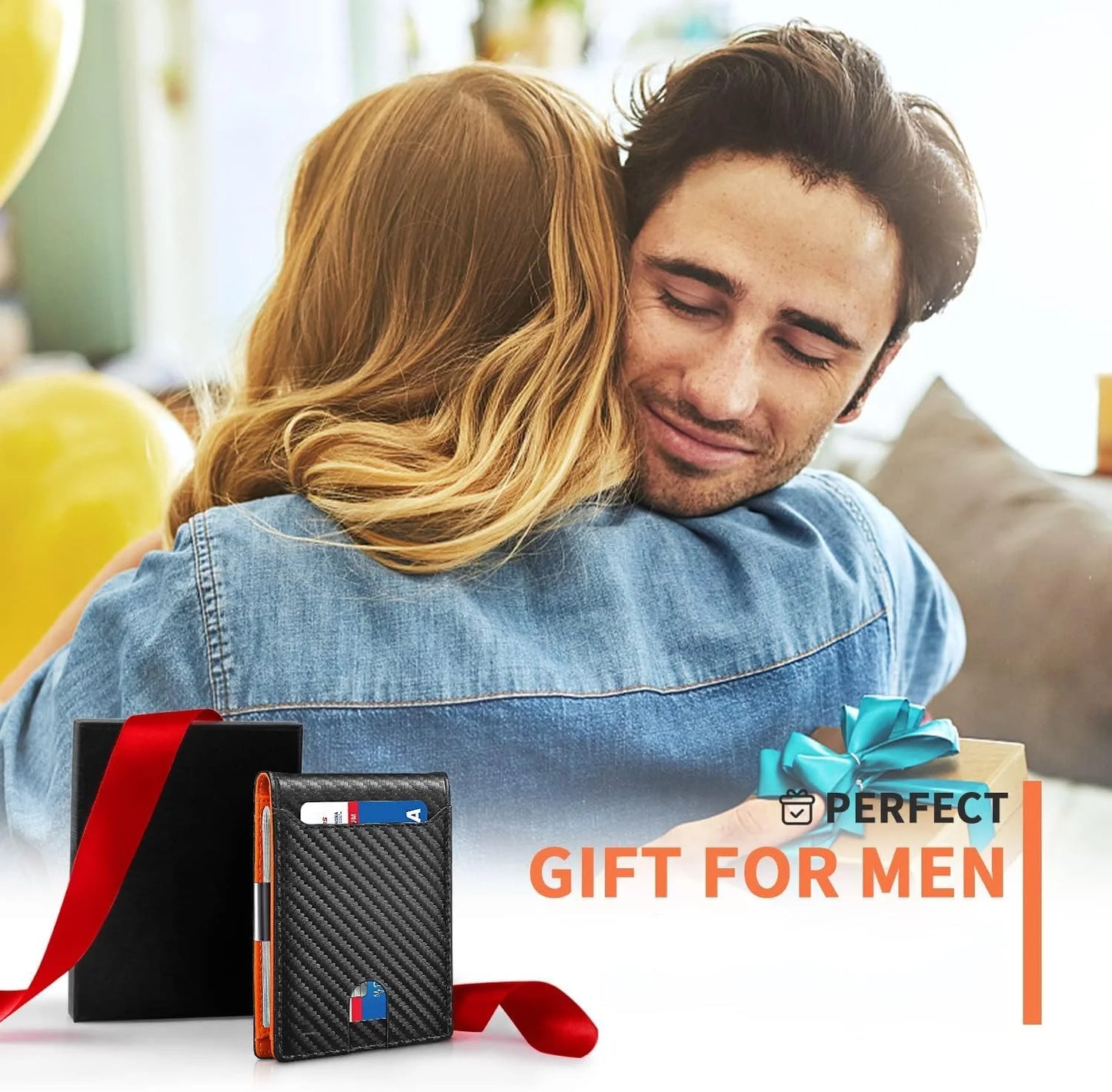 Sleek & Secure: Men's Genuine Leather RFID Blocking Slim Wallet with Money Clip - The Ultimate Minimalist Gift