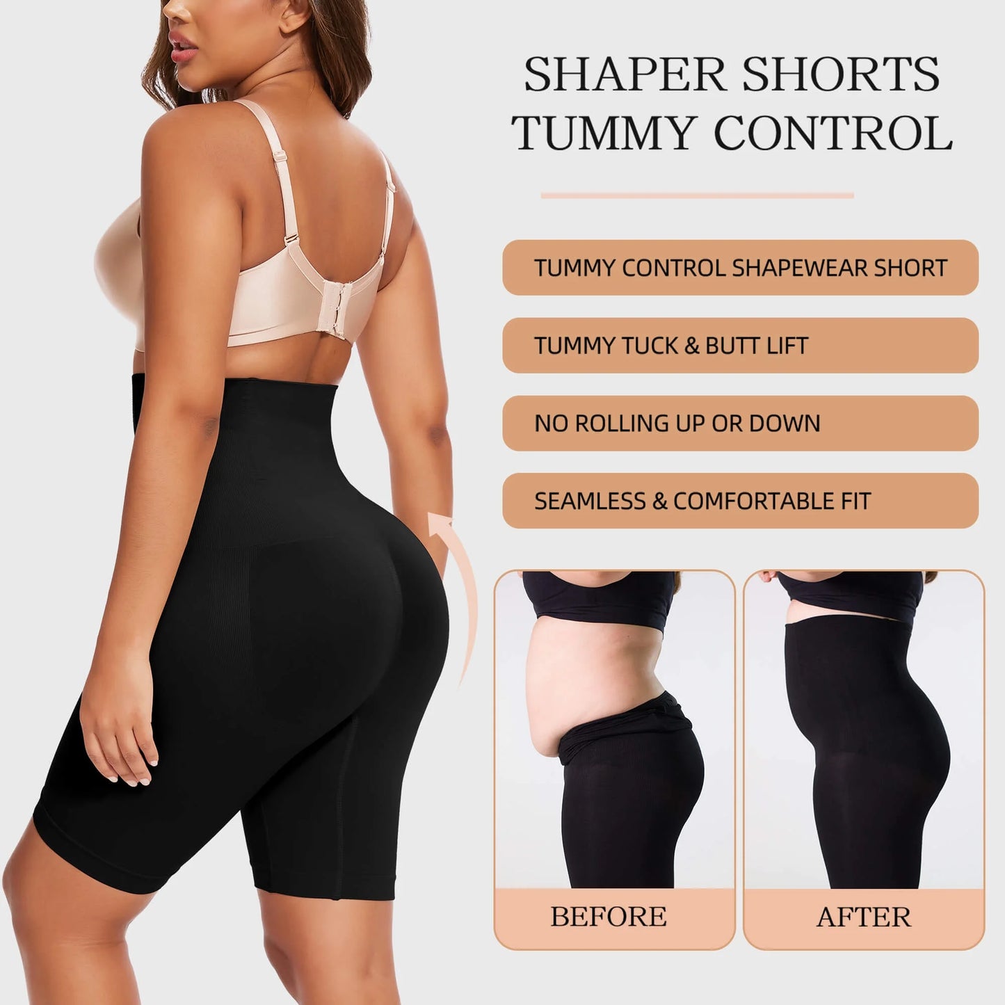 Transform Your Silhouette: High-Waisted Tummy Control Shapewear Shorts - 2 Pack for Effortless Confidence and Elegance