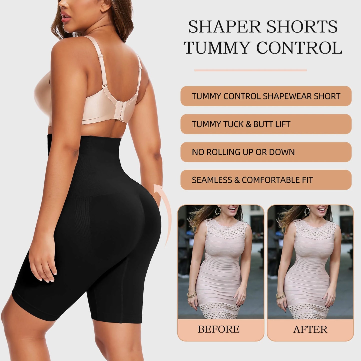 Achieve Flawless Curves with VASLANDA's 2-Pack High-Waisted Tummy Control Shapewear Shorts - Elevate Your Style Now!