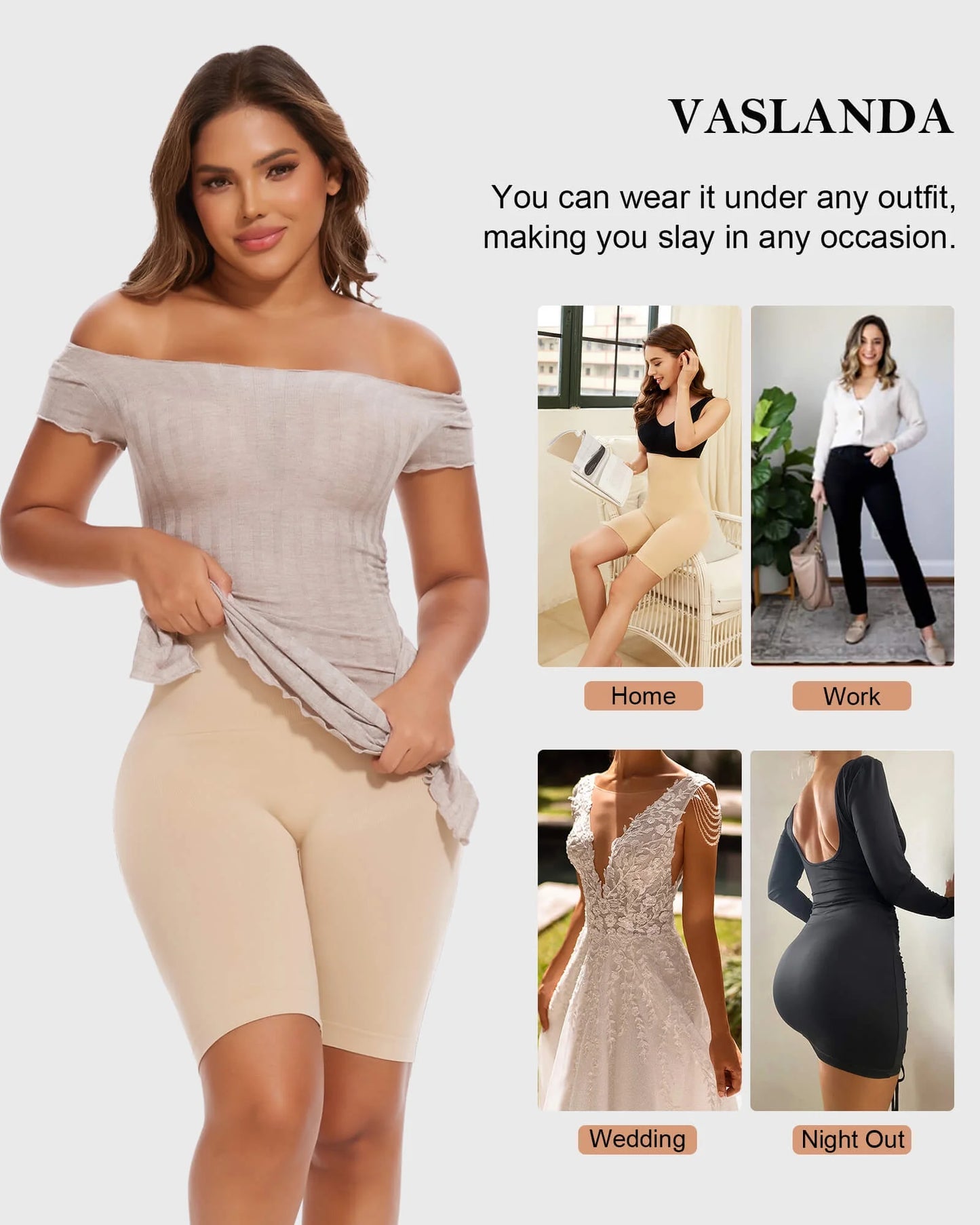 Achieve Flawless Curves with VASLANDA's 2-Pack High-Waisted Tummy Control Shapewear Shorts - Elevate Your Style Now!