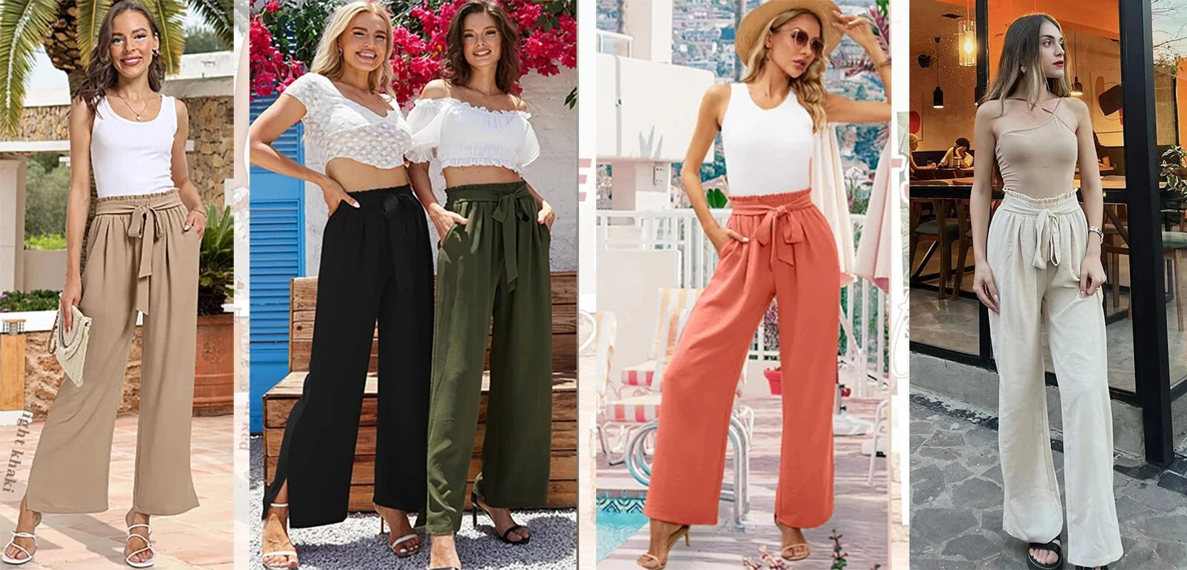 Elegant High-Waisted Wide Leg Lounge Pants for Women with Pockets - Adjustable Tie Knot Casual Trousers