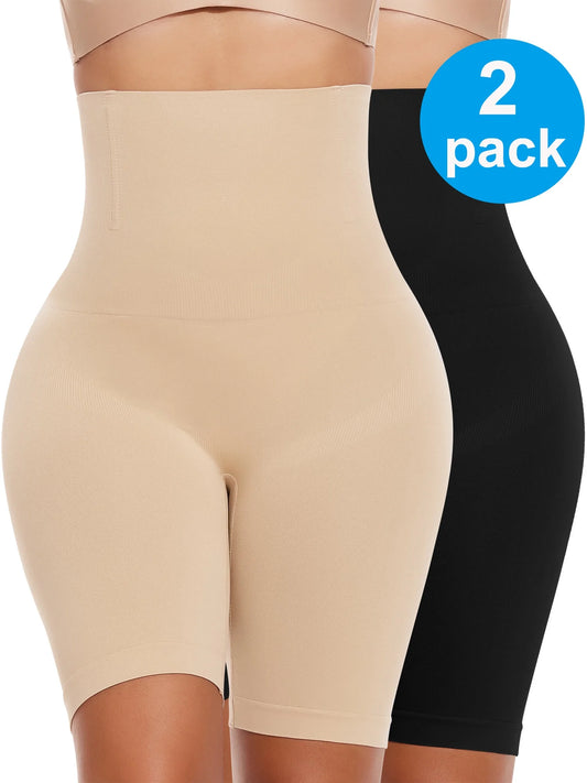 Achieve Flawless Curves with VASLANDA's 2-Pack High-Waisted Tummy Control Shapewear Shorts - Elevate Your Style Now!