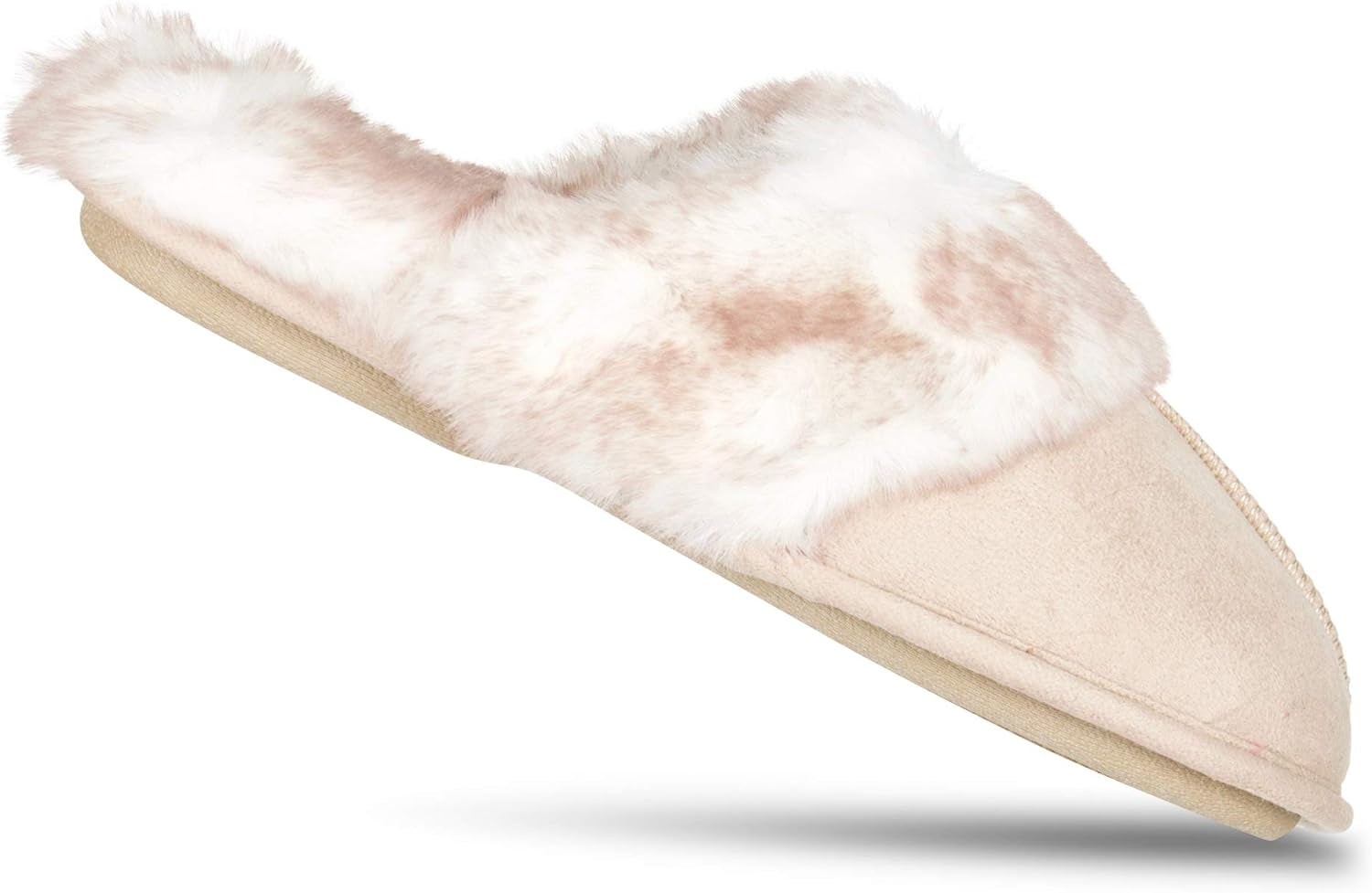 Step Into Cozy Luxury with Jessica Simpson's Ivory Faux Fur House Slippers - Memory Foam Comfort and Anti-Skid Security