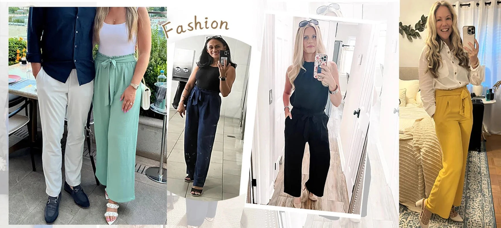 Elegant High-Waisted Wide Leg Lounge Pants for Women with Pockets - Adjustable Tie Knot Casual Trousers