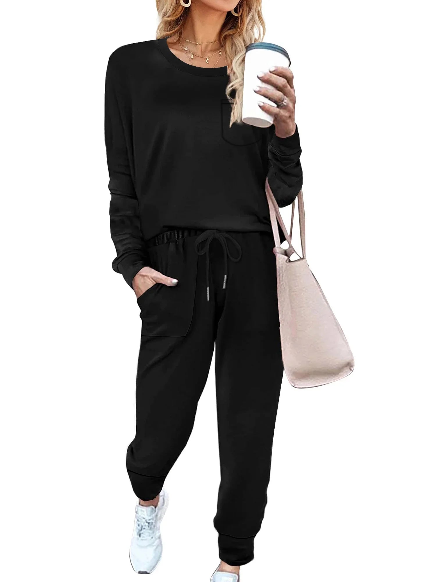 Elevate Your Comfort with Our Stylish 2-Piece Women's Sweatsuit Set - Perfect for Lounging and Athletic Activities!