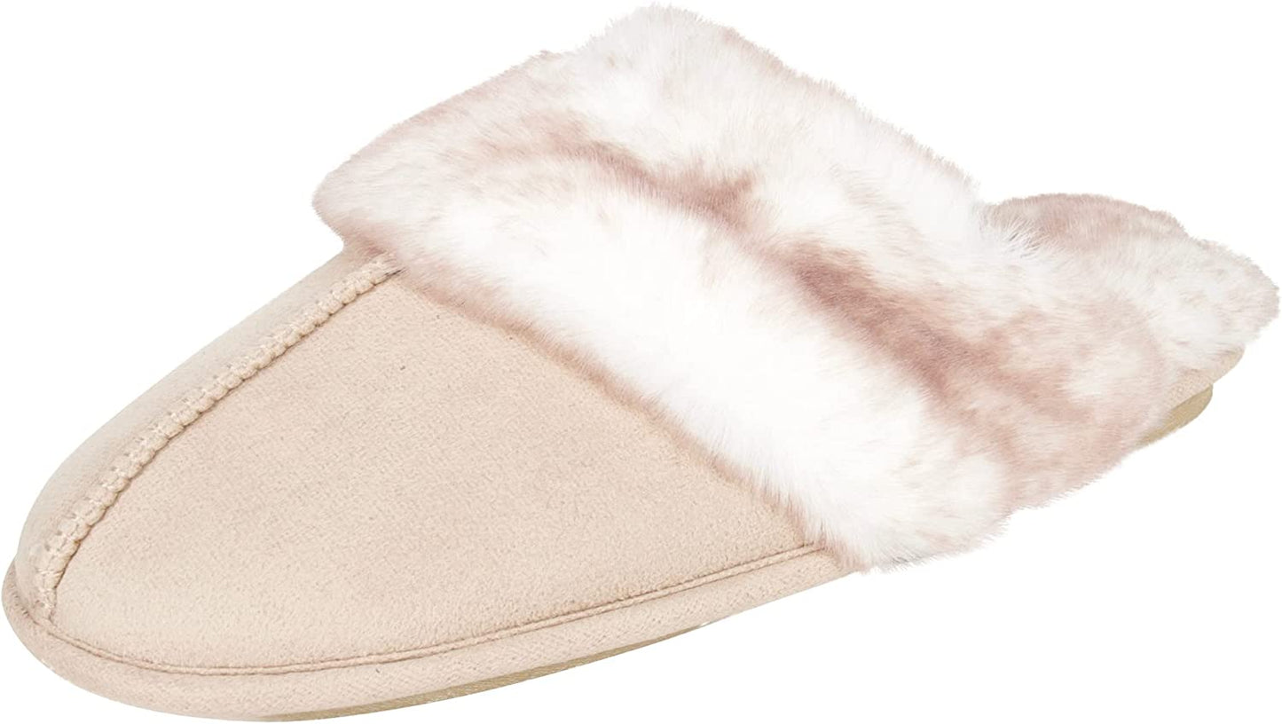 Step Into Cozy Luxury with Jessica Simpson's Ivory Faux Fur House Slippers - Memory Foam Comfort and Anti-Skid Security