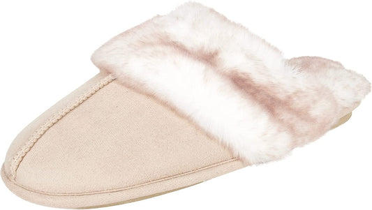 Step Into Cozy Luxury with Jessica Simpson's Ivory Faux Fur House Slippers - Memory Foam Comfort and Anti-Skid Security